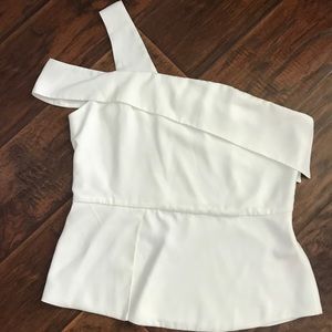 White Off-the-Shoulder Peplum Tank